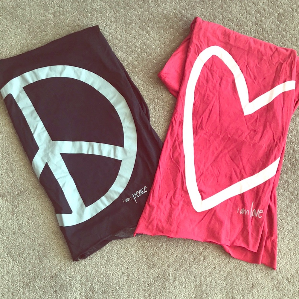 Set of 2 Peace Love World Scarves